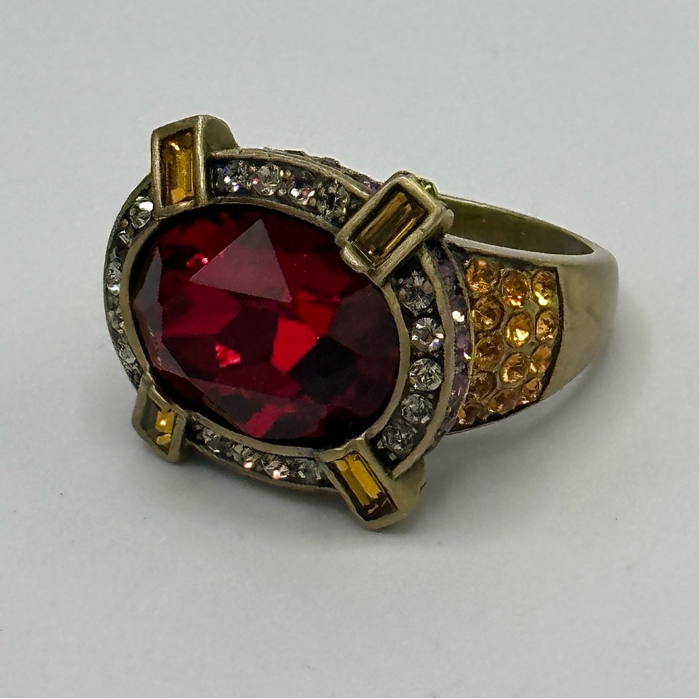 Heidi Daus Red Crystal Cocktail Ring Size 10 NWT - Picture 4 of 14